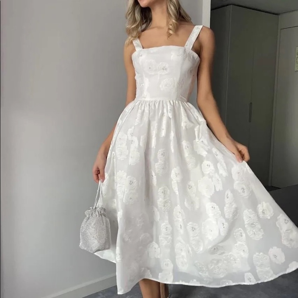 Post Meridiem Straight Corset Jacquard Midi Dress